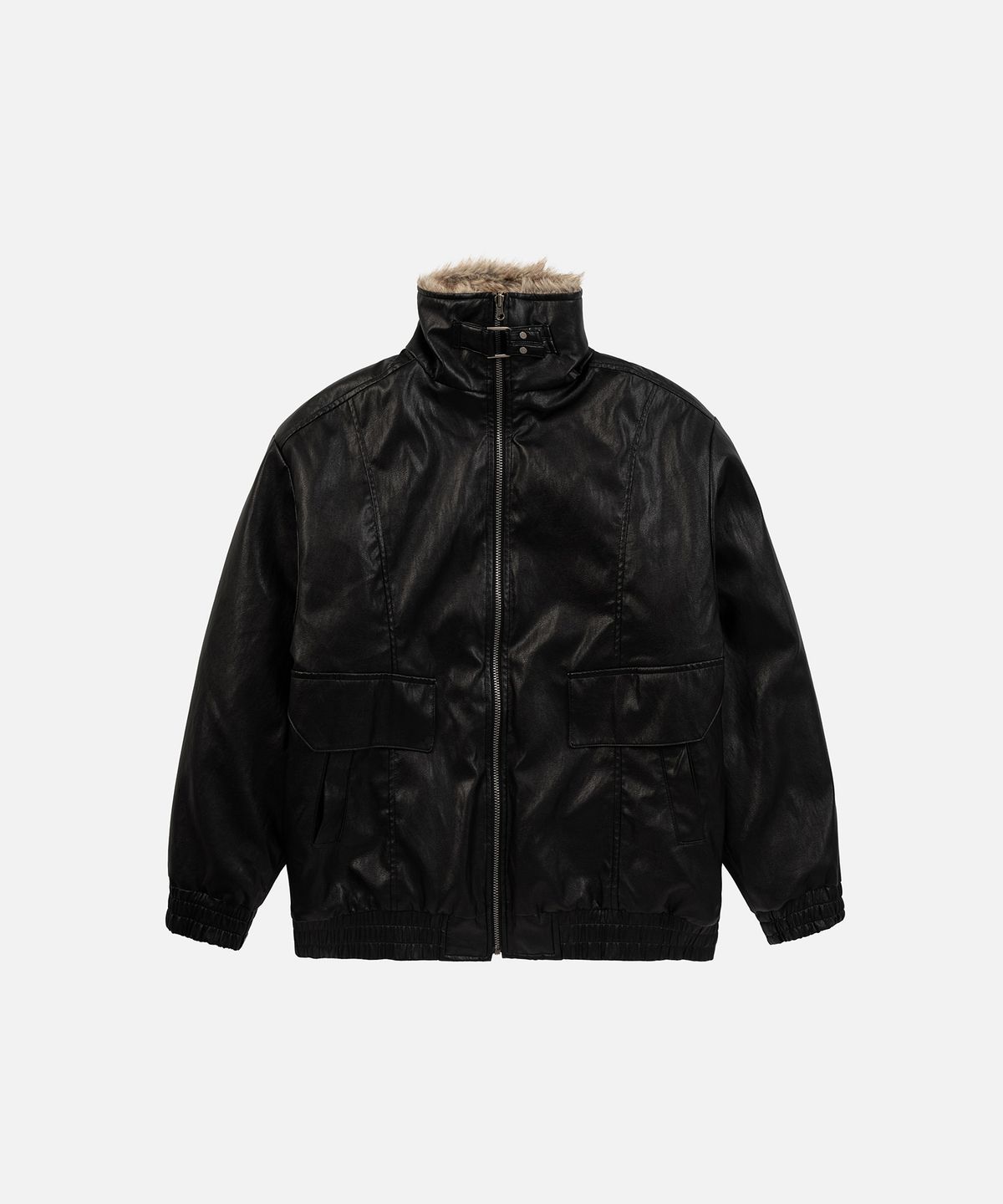 인스턴트펑크(INSTANTFUNK) REVERSIBLE HIGH NECK FUR JUMPER - BLACK
