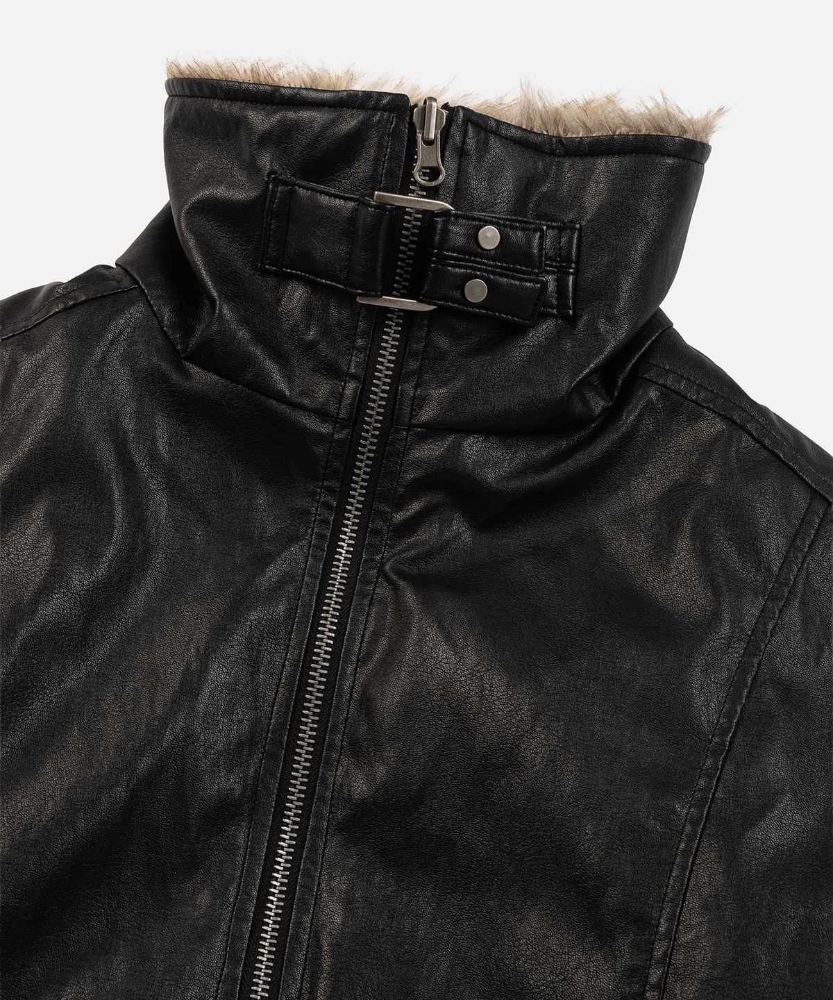 인스턴트펑크(INSTANTFUNK) REVERSIBLE HIGH NECK FUR JUMPER - BLACK