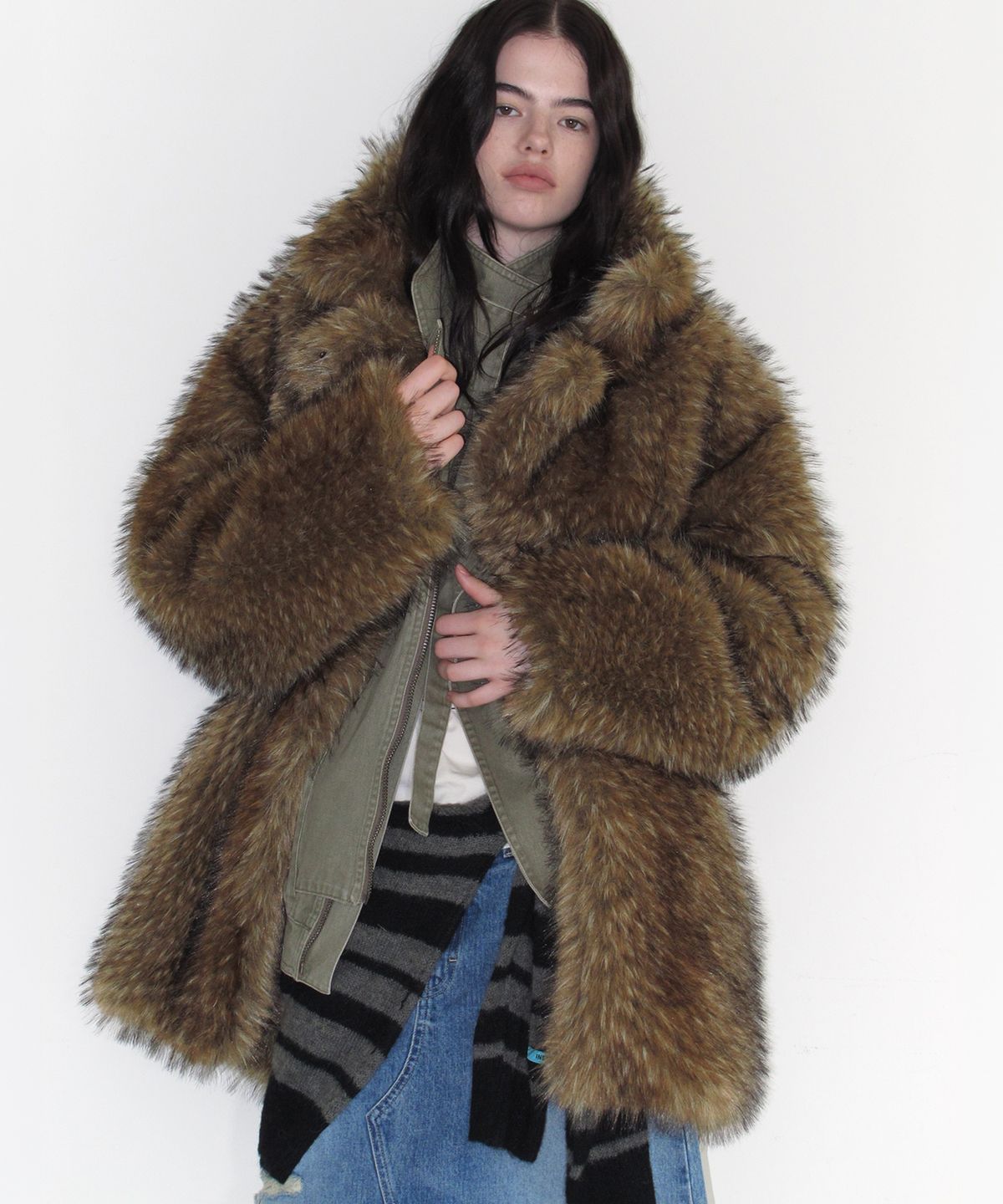 인스턴트펑크(INSTANTFUNK) [가을S PICK] VINTAGE RACOON FUR COAT - BROWN