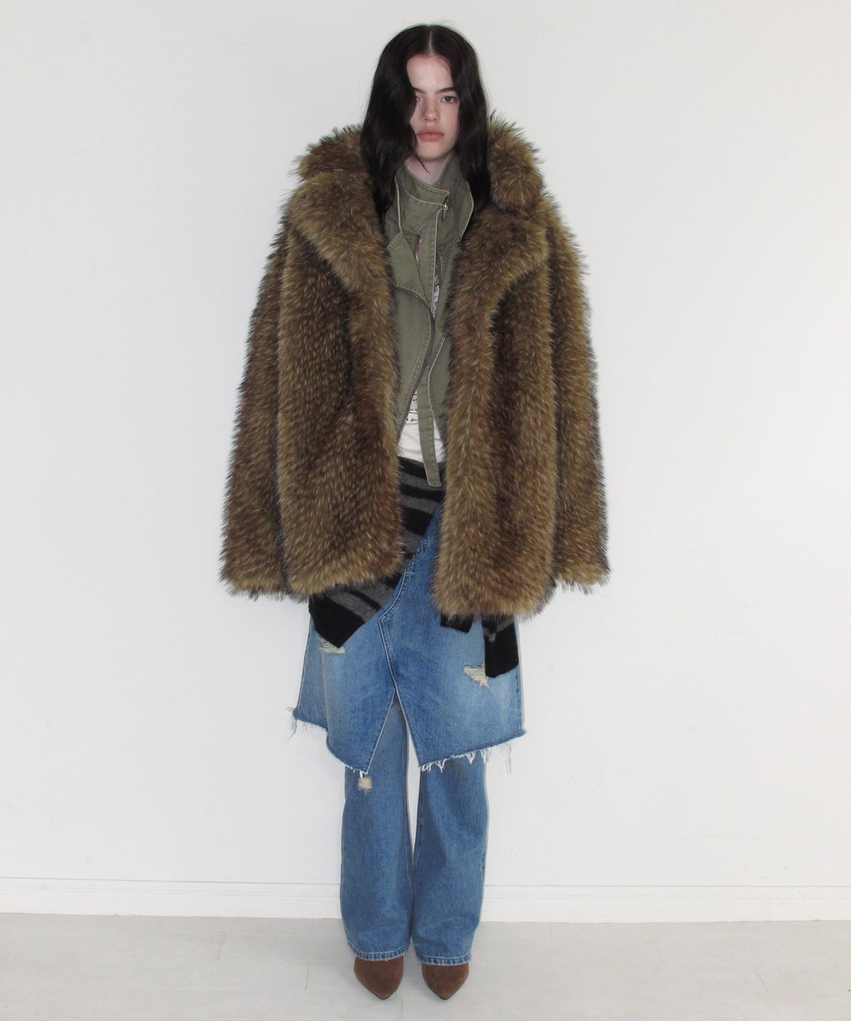 인스턴트펑크(INSTANTFUNK) [가을S PICK] VINTAGE RACOON FUR COAT - BROWN