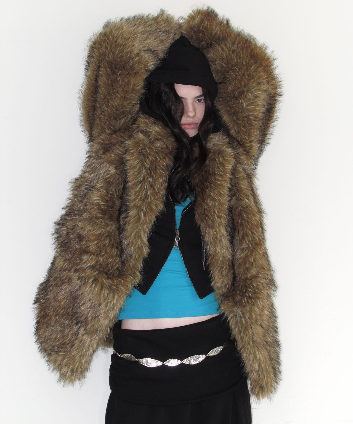 인스턴트펑크(INSTANTFUNK) [가을S PICK] VINTAGE RACOON FUR COAT - BROWN