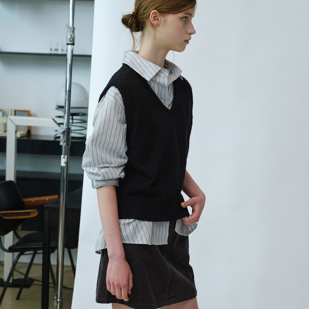 엘씨브이(LCVE) SOFT COTTON KNIT VEST_BLACK