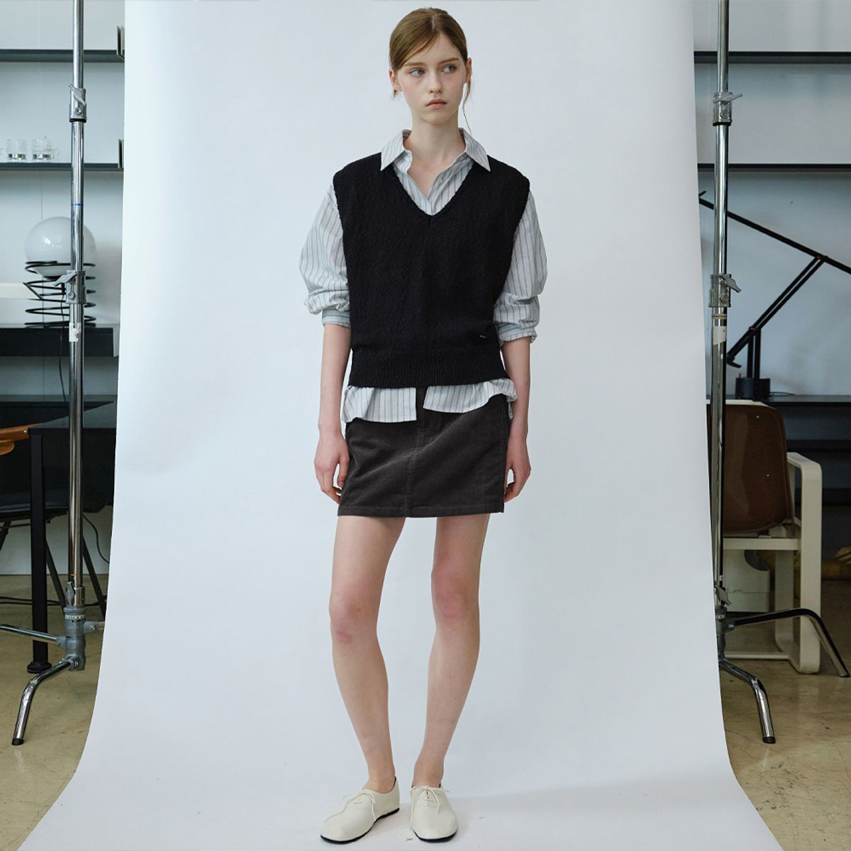 엘씨브이(LCVE) SOFT COTTON KNIT VEST_BLACK