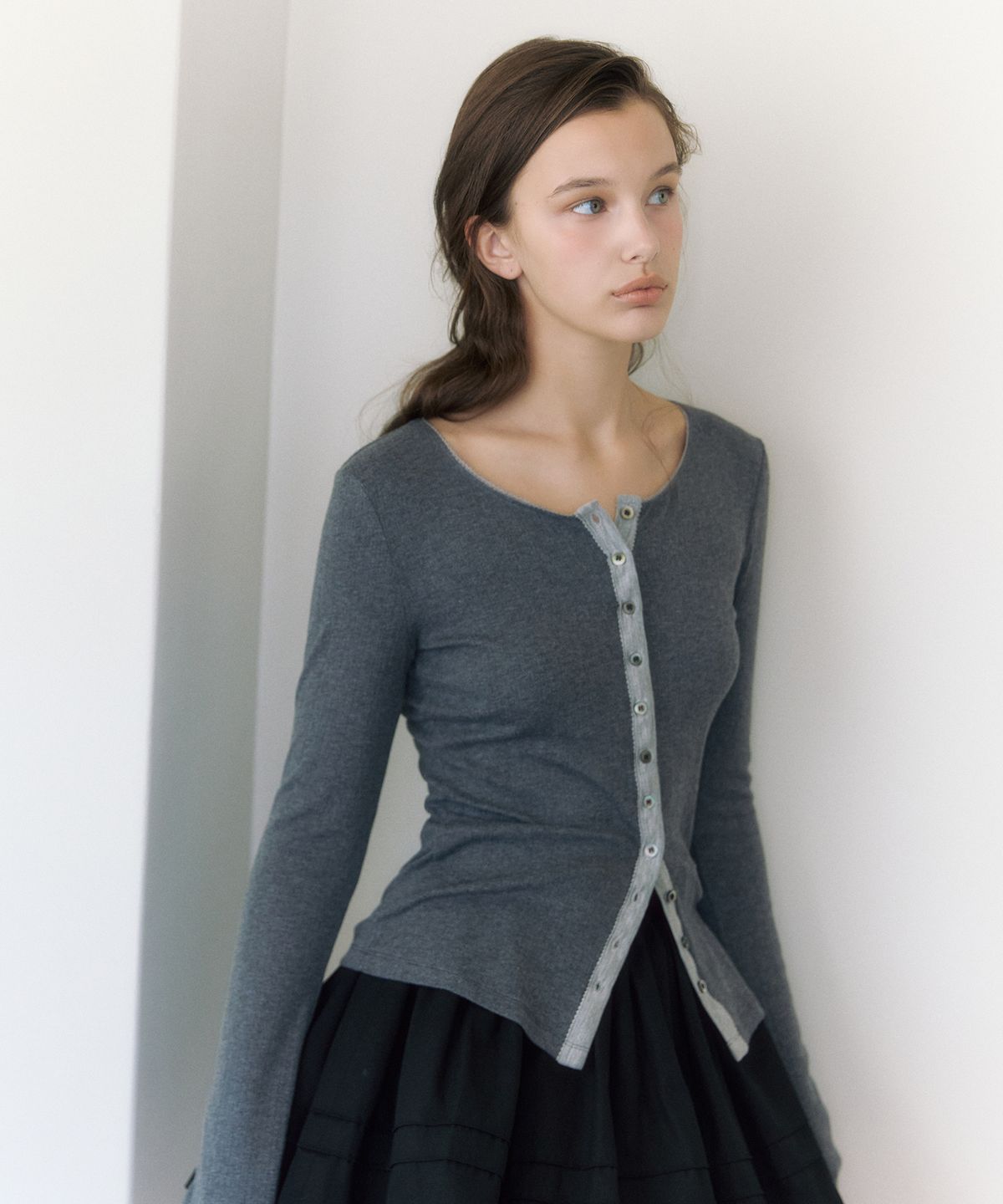 더티스(THETIS) LACE TRIM BUTTON CARDIGAN_TT6W201CH