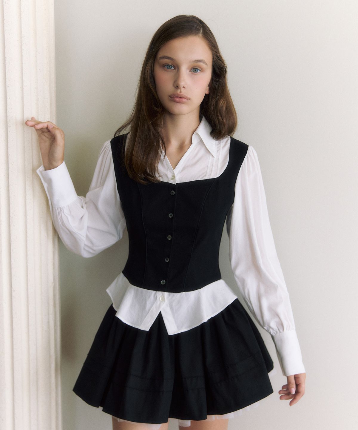더티스(THETIS) ODETTE LAYERED BLOUSE_TT6W101IV