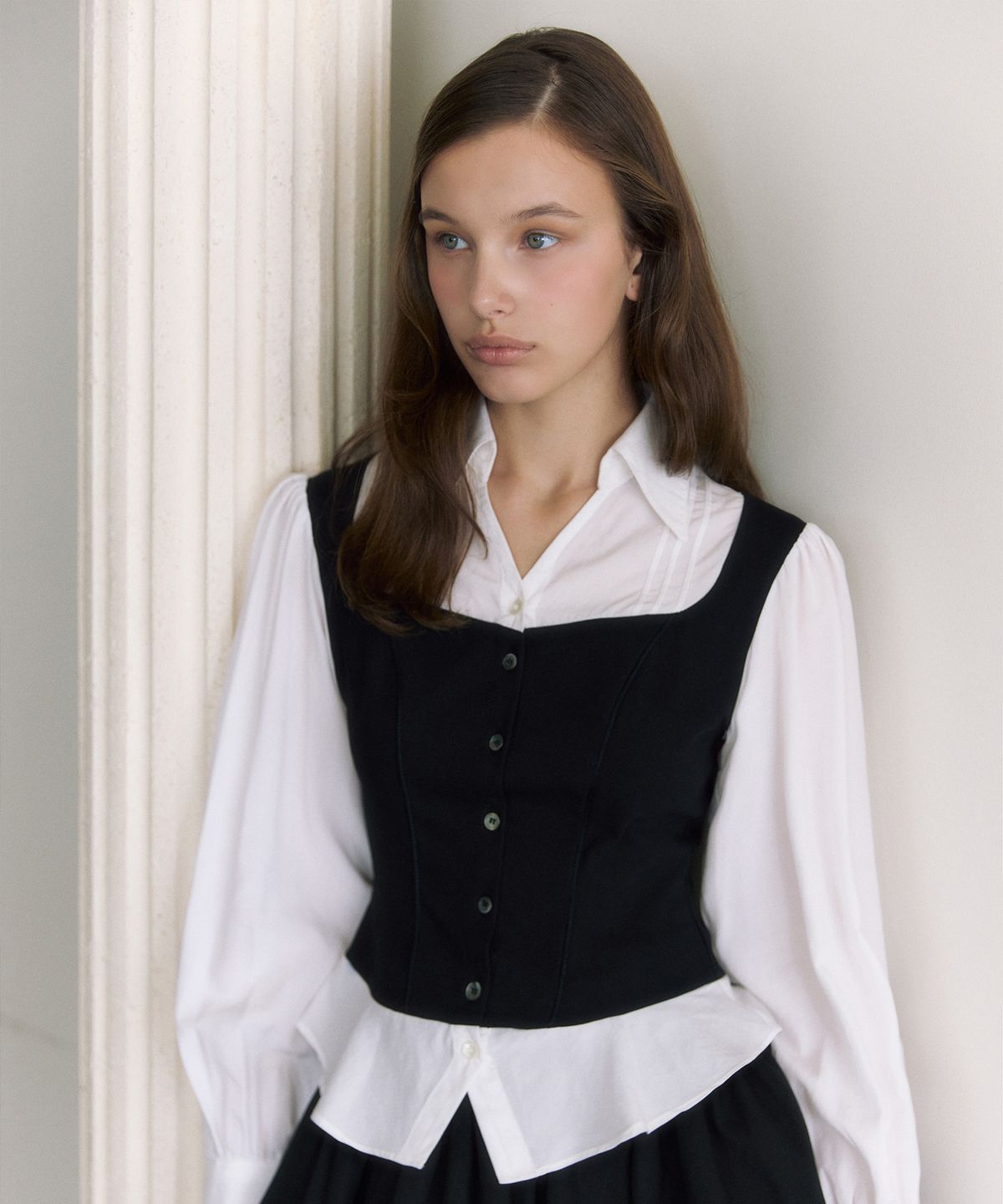 더티스(THETIS) ODETTE LAYERED BLOUSE_TT6W101IV