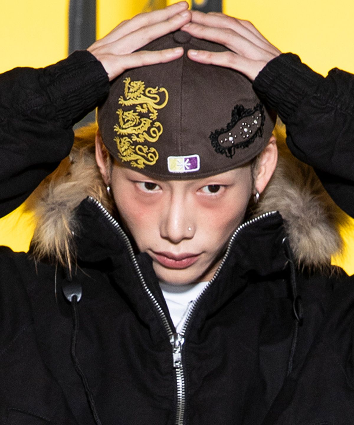 글랙(GLACK) GC089 키마이라 스터디드 워시드 코튼 볼캡 (BROWN)