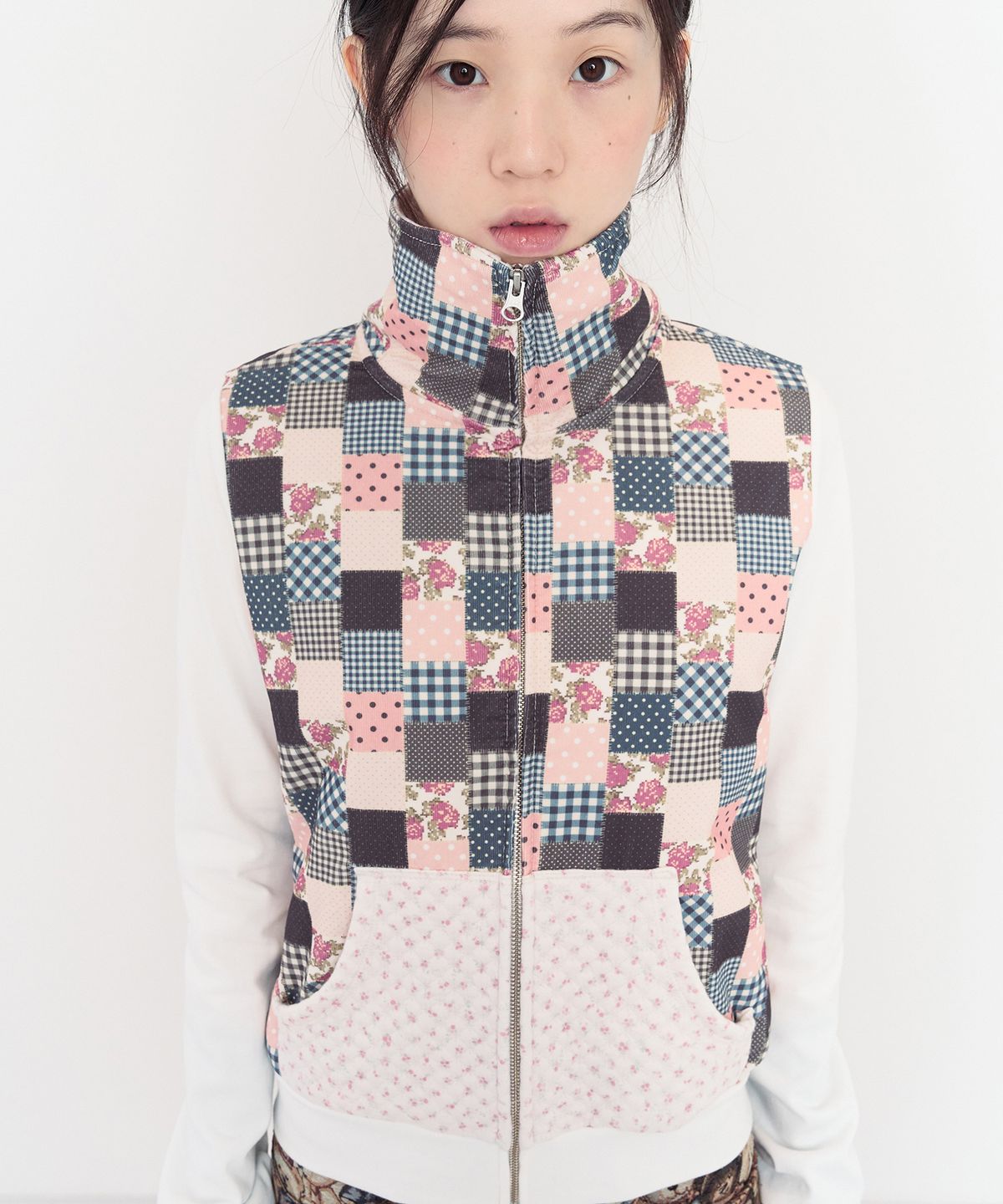 무음(MUWM) 패치워크 니트 블루종 Patchwork Knit Blouson (Ivory)