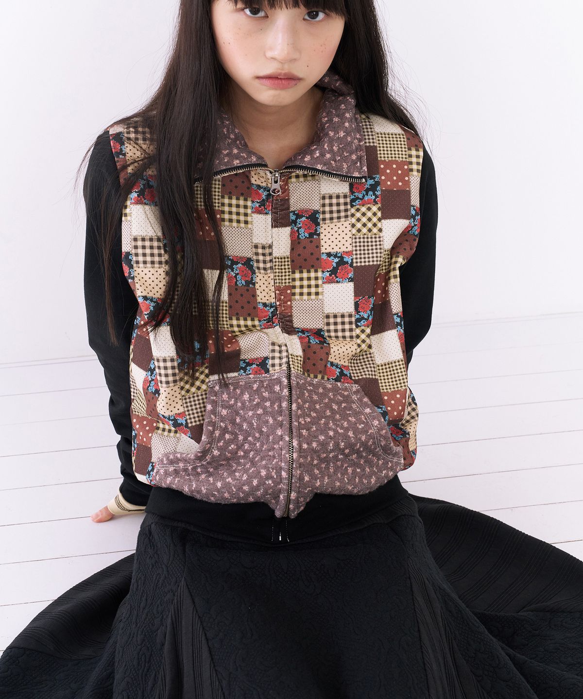 무음(MUWM) 패치워크 니트 블루종 Patchwork Knit Blouson (Black)