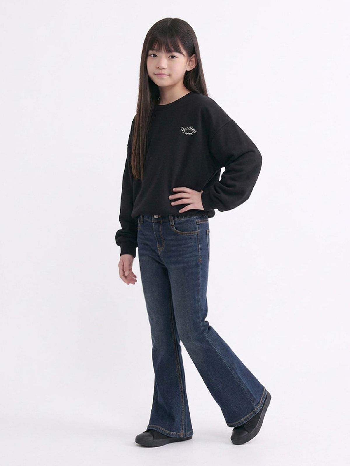 행텐 틴즈(HANGTEN TEENS) 틴즈 여아 기모 부츠컷 데님팬츠_297(14590-155-805-10)