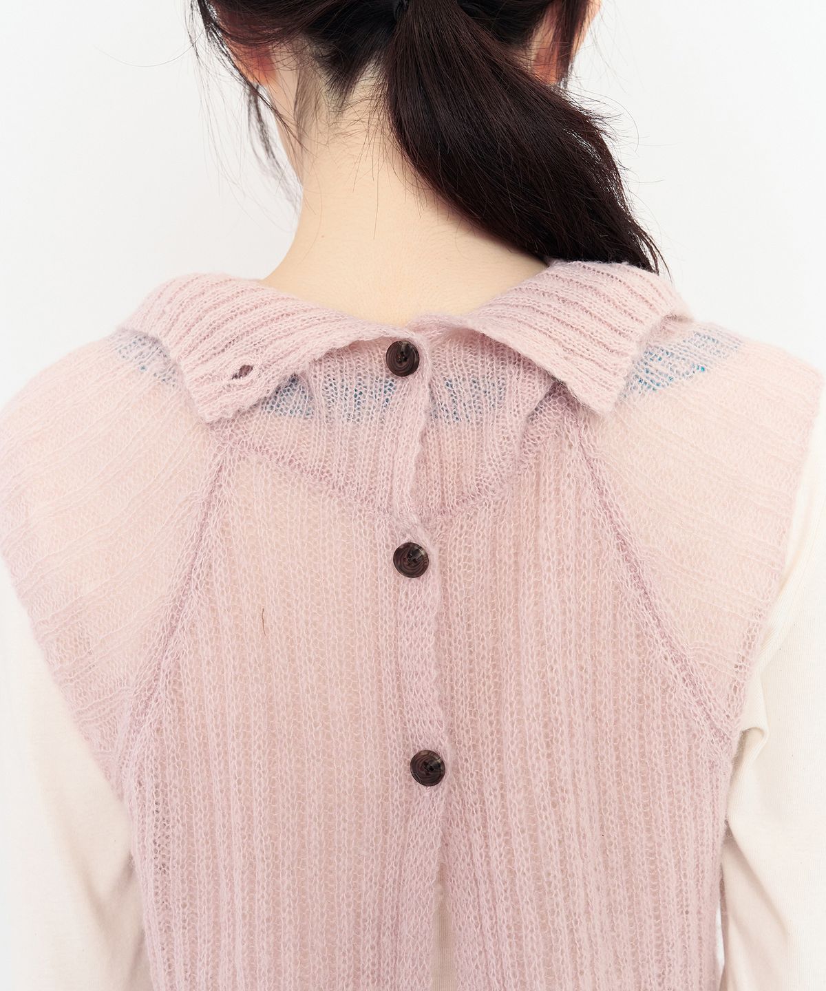 무음(MUWM) 3-웨이 버튼 니트 탑 3-way Button Knit Top (Pink)