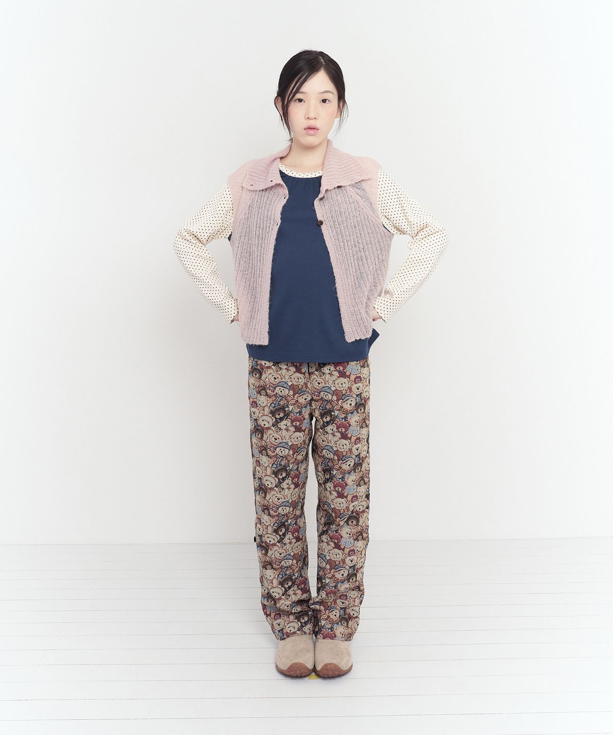무음(MUWM) 3-웨이 버튼 니트 탑 3-way Button Knit Top (Pink)