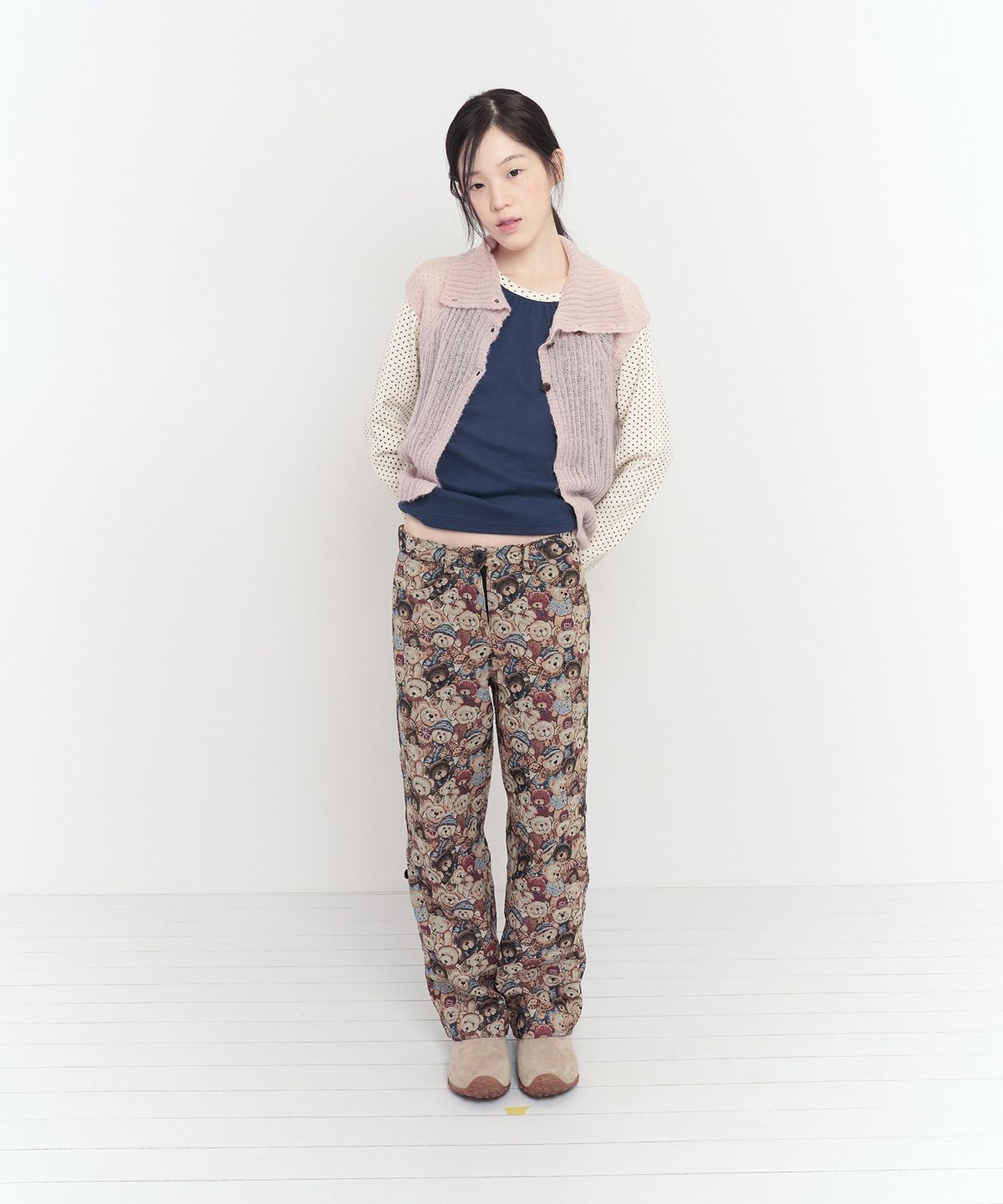 무음(MUWM) 3-웨이 버튼 니트 탑 3-way Button Knit Top (Pink)