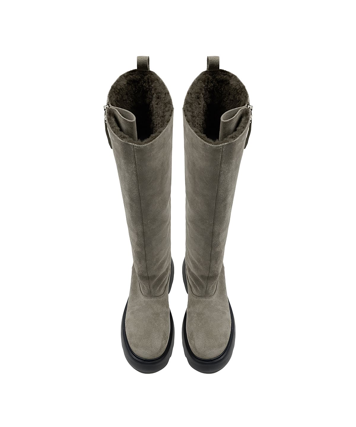 트리밍버드(TREEMINGBIRD) Flatform Suede Long Boots [ Beige ]