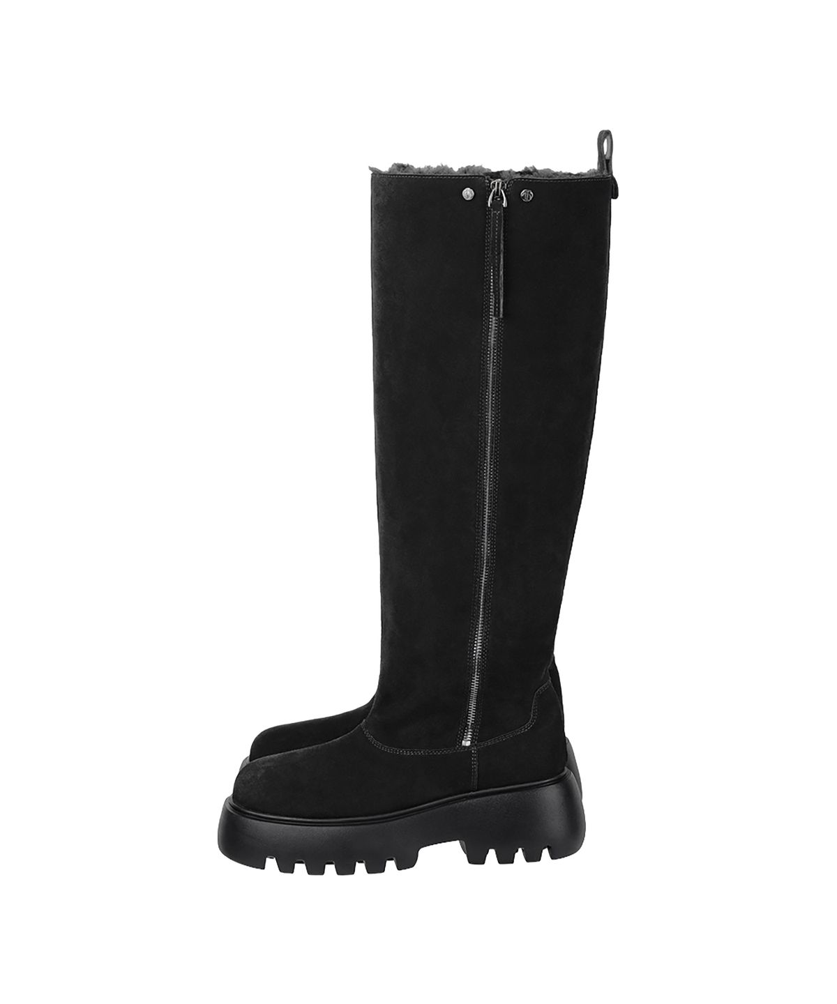 트리밍버드(TREEMINGBIRD) Flatform Suede Long Boots [ Black ]