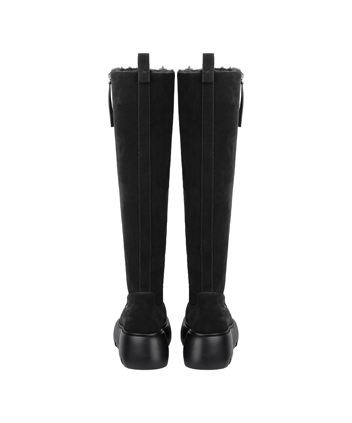 트리밍버드(TREEMINGBIRD) Flatform Suede Long Boots [ Black ]