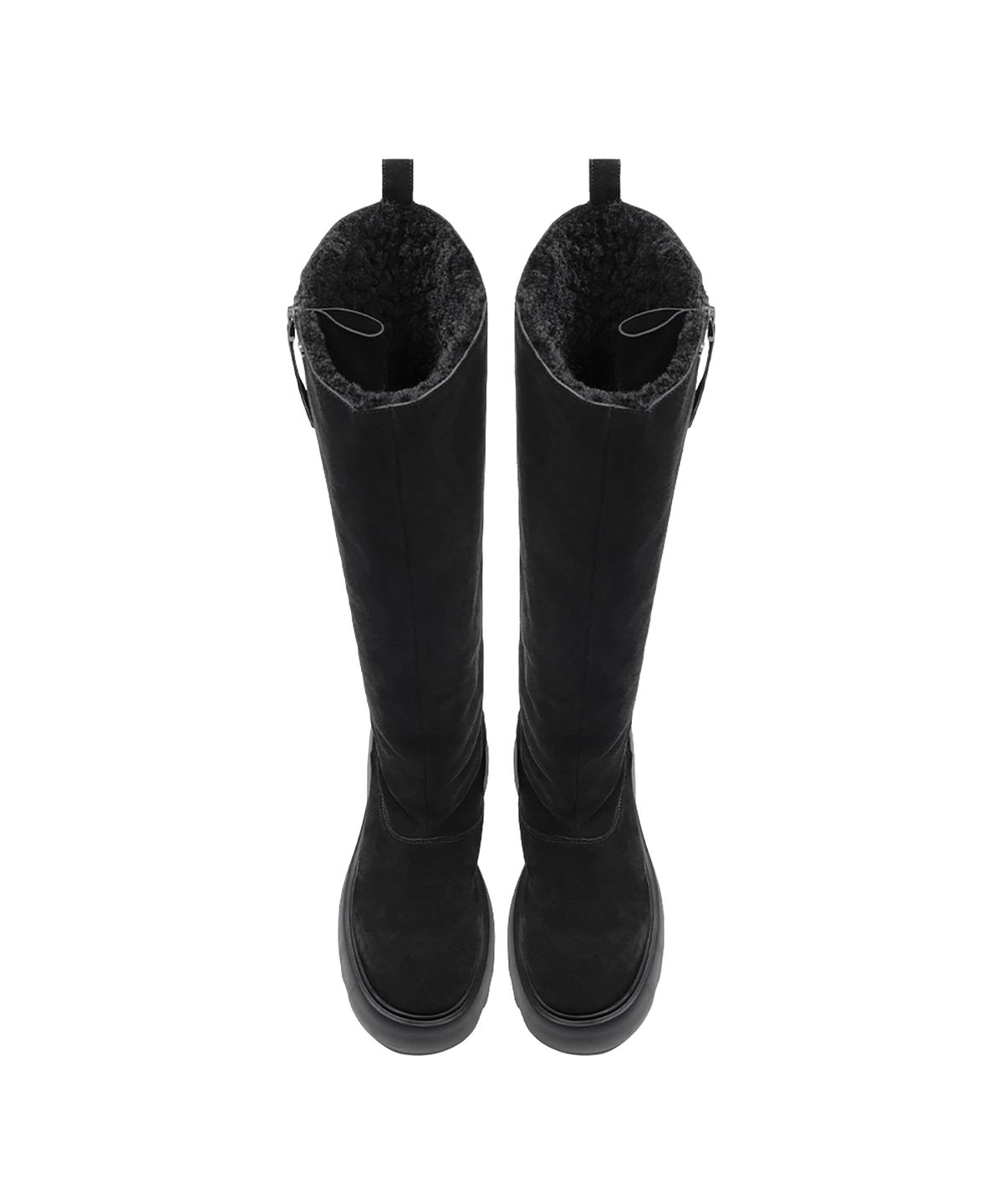트리밍버드(TREEMINGBIRD) Flatform Suede Long Boots [ Black ]