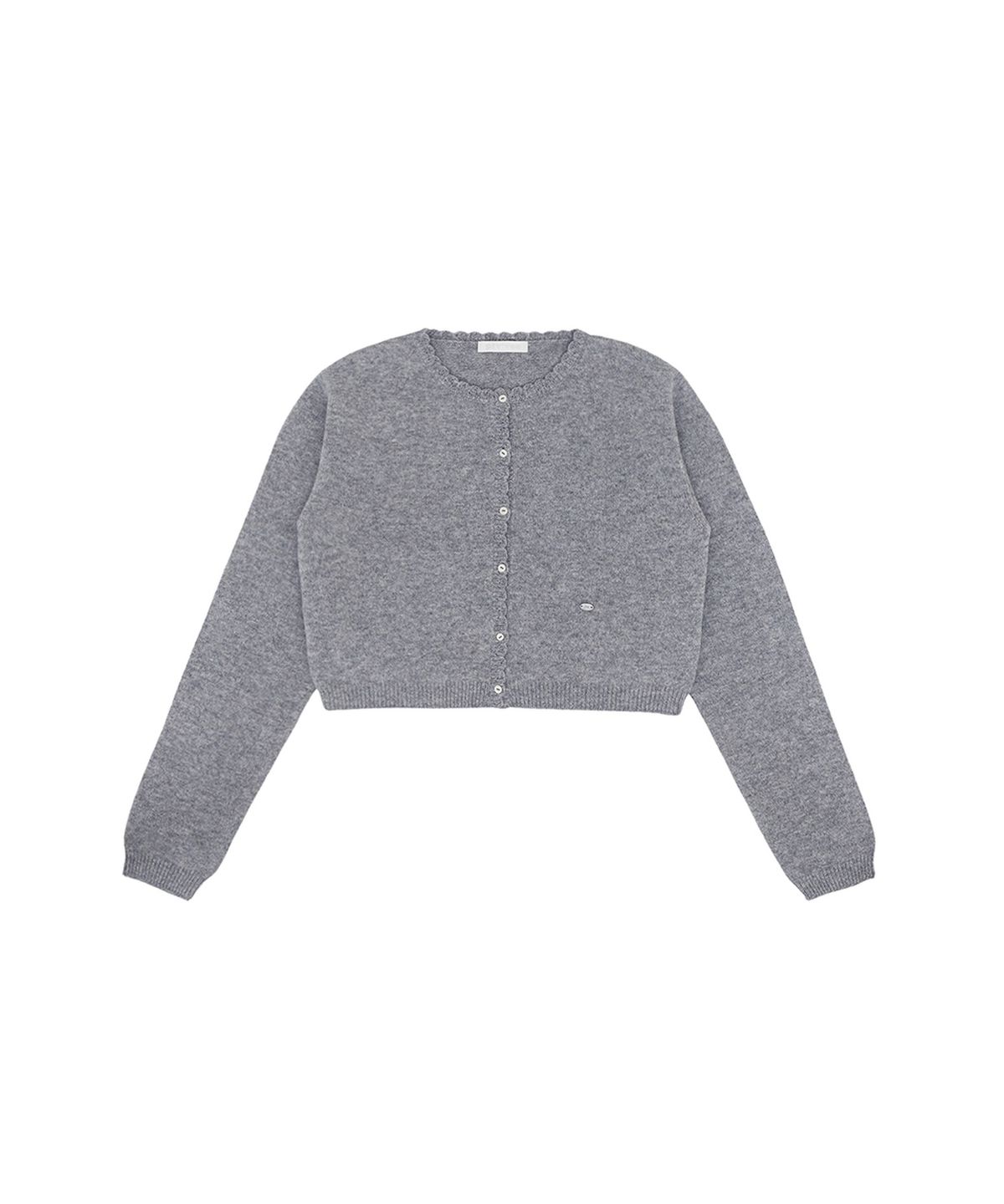 피브비(PIV’VEE) Scallop Edge Cropped Knit Cardigan (heather grey)