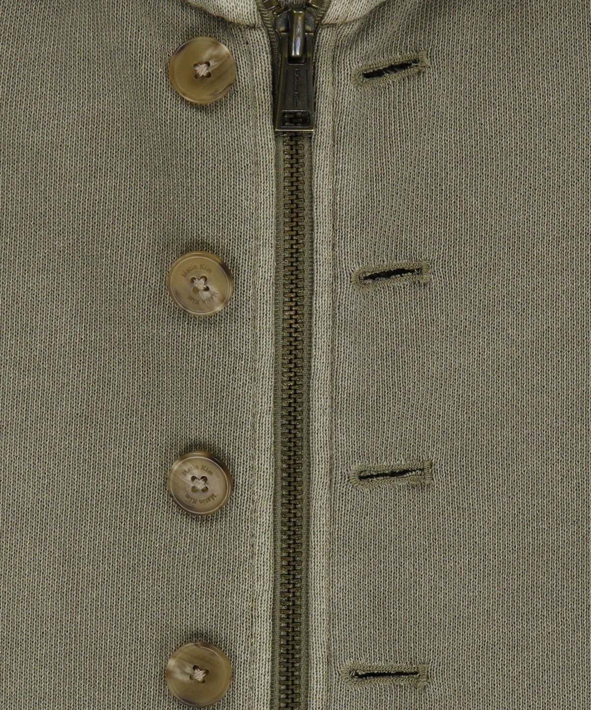 마뗑킴(MATIN KIM) FADED WASHED HOODY ZIP UP IN KHAKI