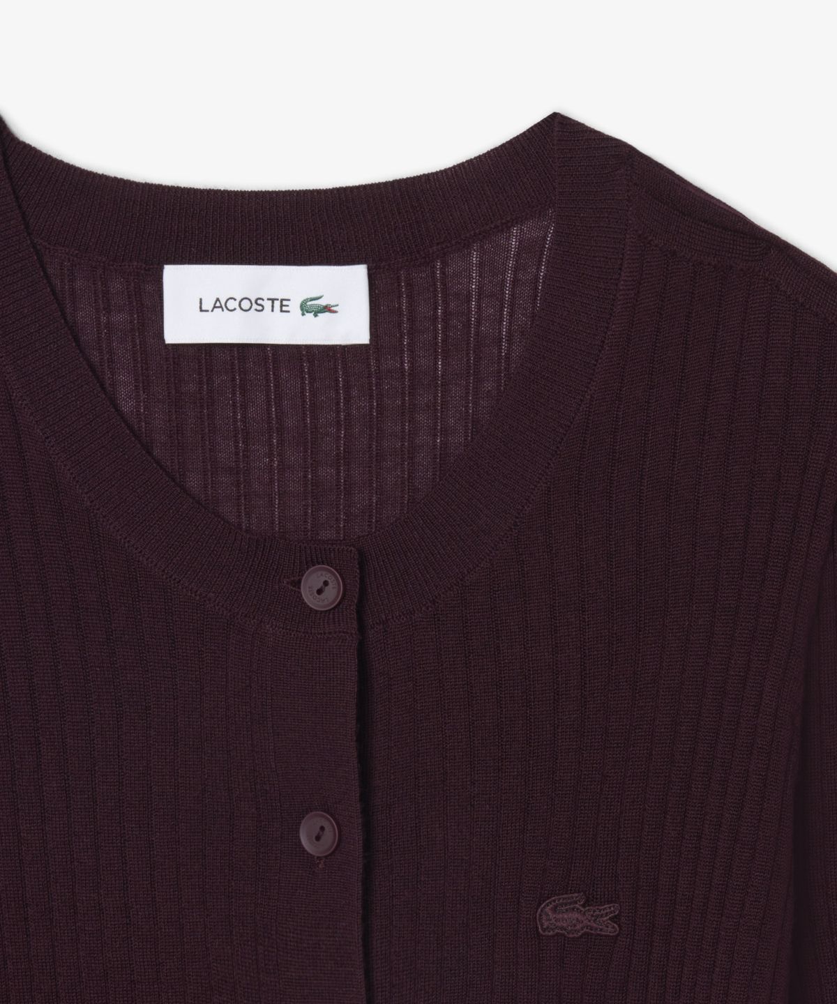 라코스테(LACOSTE) 여성 메리노울 립조직 크루넥 가디건 AF4141-56N 3KE