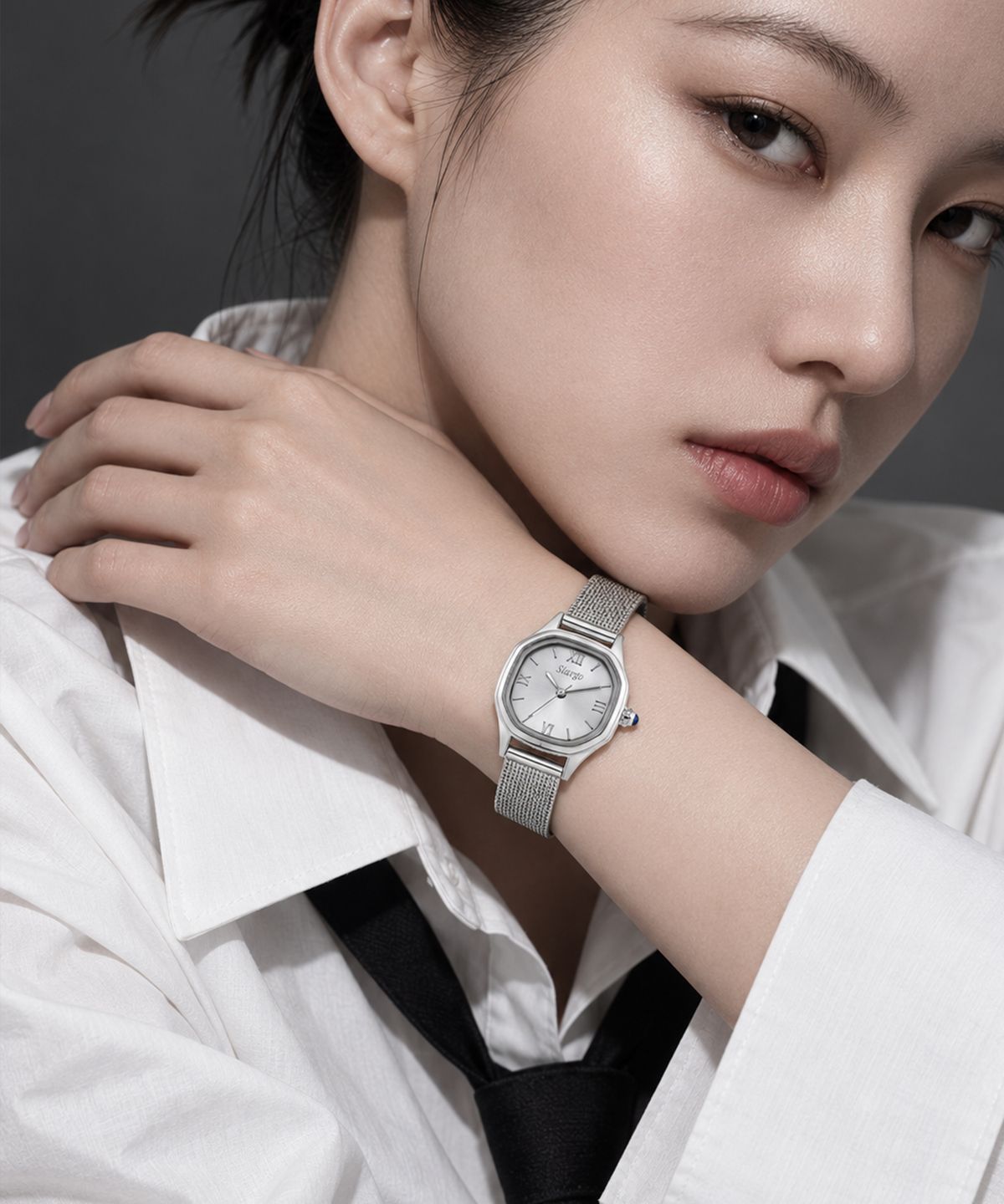 시아르고(SIARGO) SG-011S-S 린든컬렉션 여자 스퀘어 스틸 메탈 손목 시계
