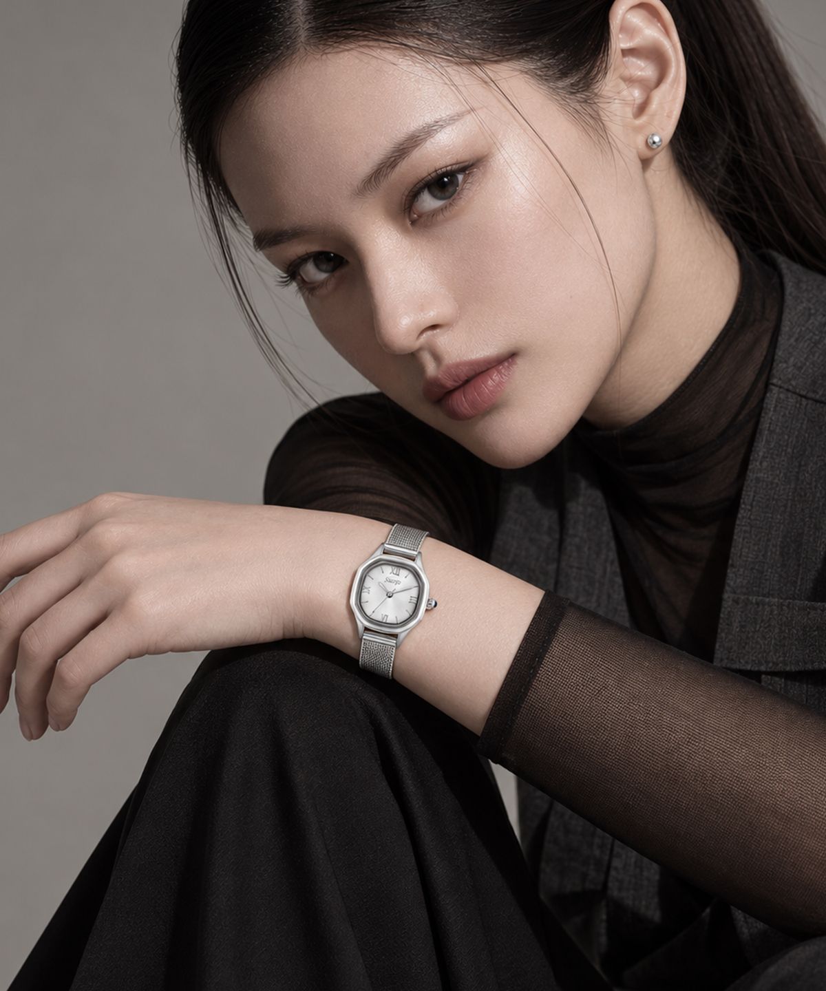 시아르고(SIARGO) SG-011S-S 린든컬렉션 여자 스퀘어 스틸 메탈 손목 시계