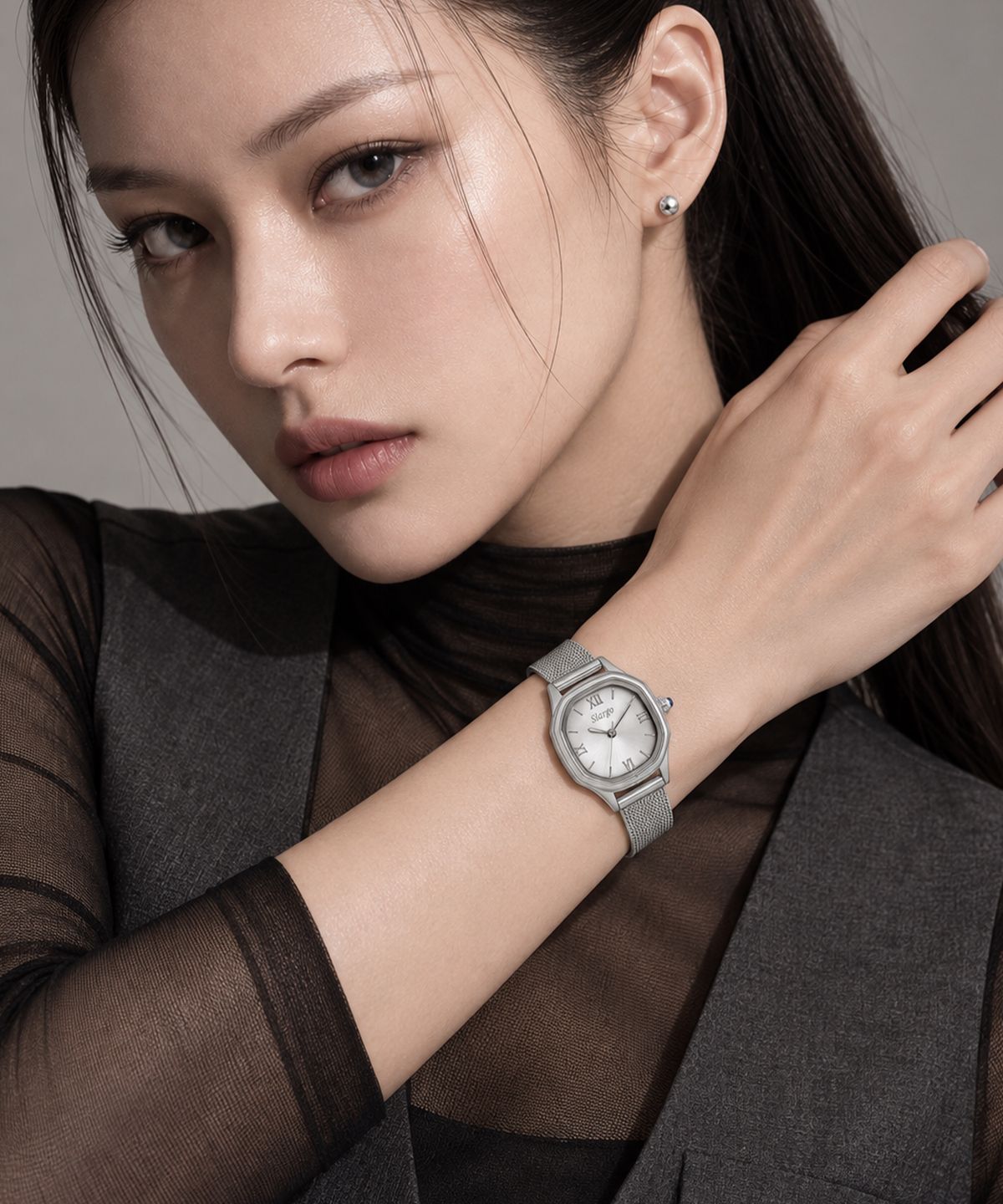 시아르고(SIARGO) SG-011S-S 린든컬렉션 여자 스퀘어 스틸 메탈 손목 시계