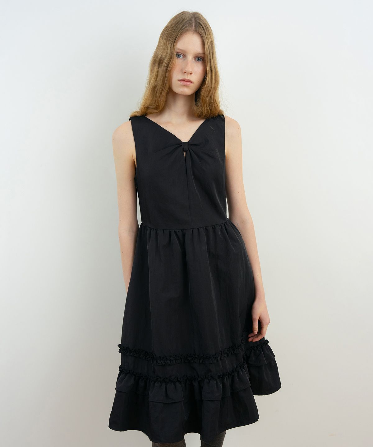 시눈(SINOON) Bow Tiered One-Piece (Black)
