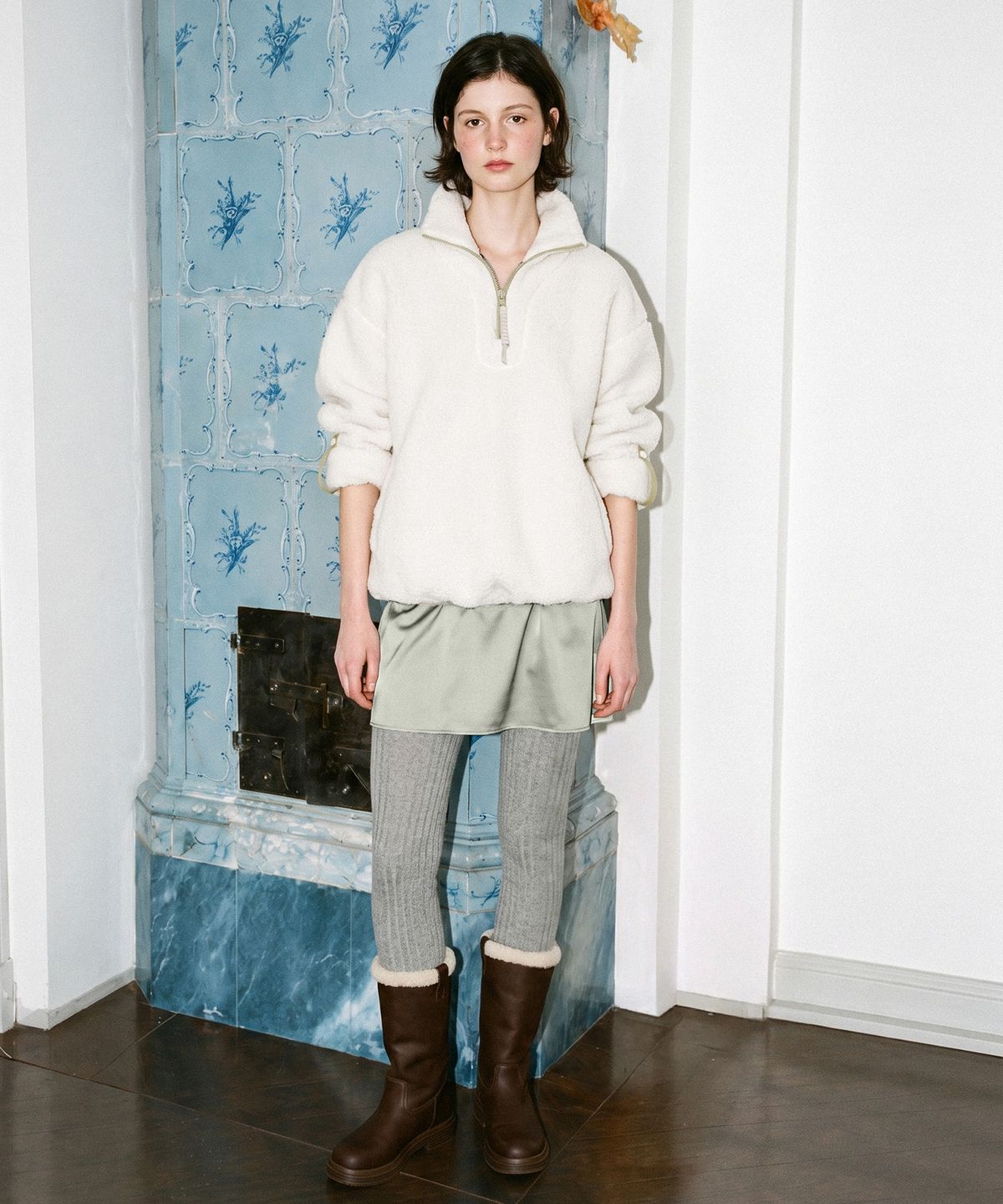 시눈(SINOON) Teddy Fleece Half Zip-Up (Ivory)