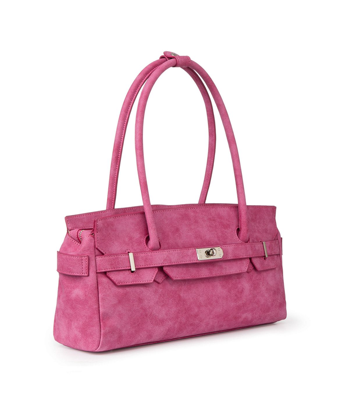 다이닛(DEINET) FAUX SUEDE TWO-WAY BAG IN DEEP PINK