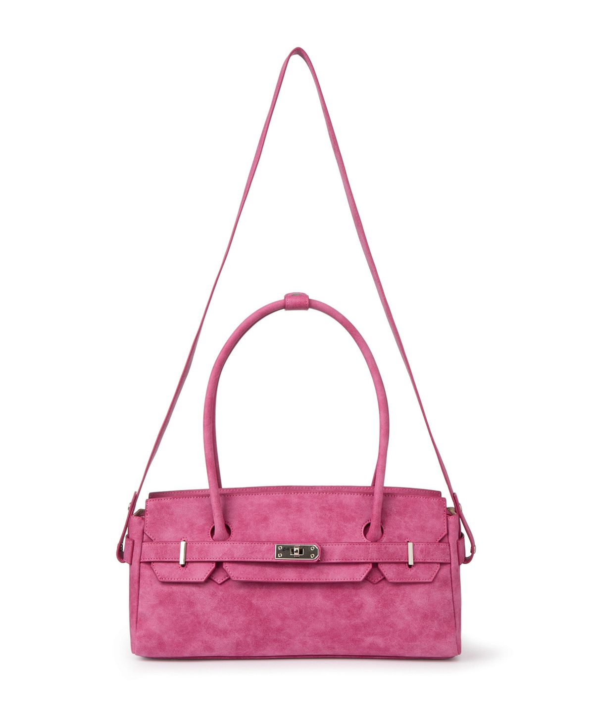 다이닛(DEINET) FAUX SUEDE TWO-WAY BAG IN DEEP PINK
