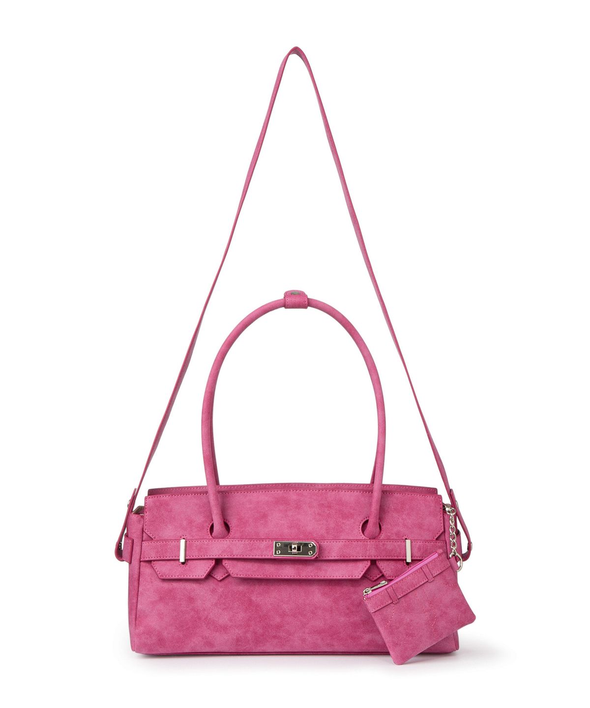 다이닛(DEINET) FAUX SUEDE TWO-WAY BAG IN DEEP PINK