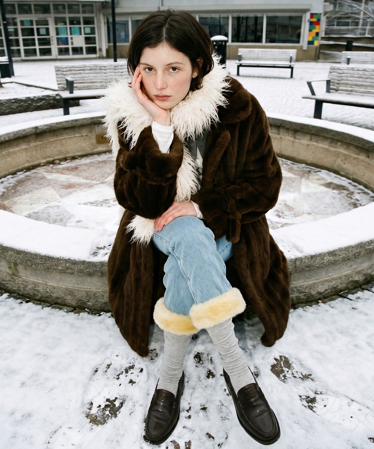 시눈(SINOON) Maxi Fur Jacket (Brown)