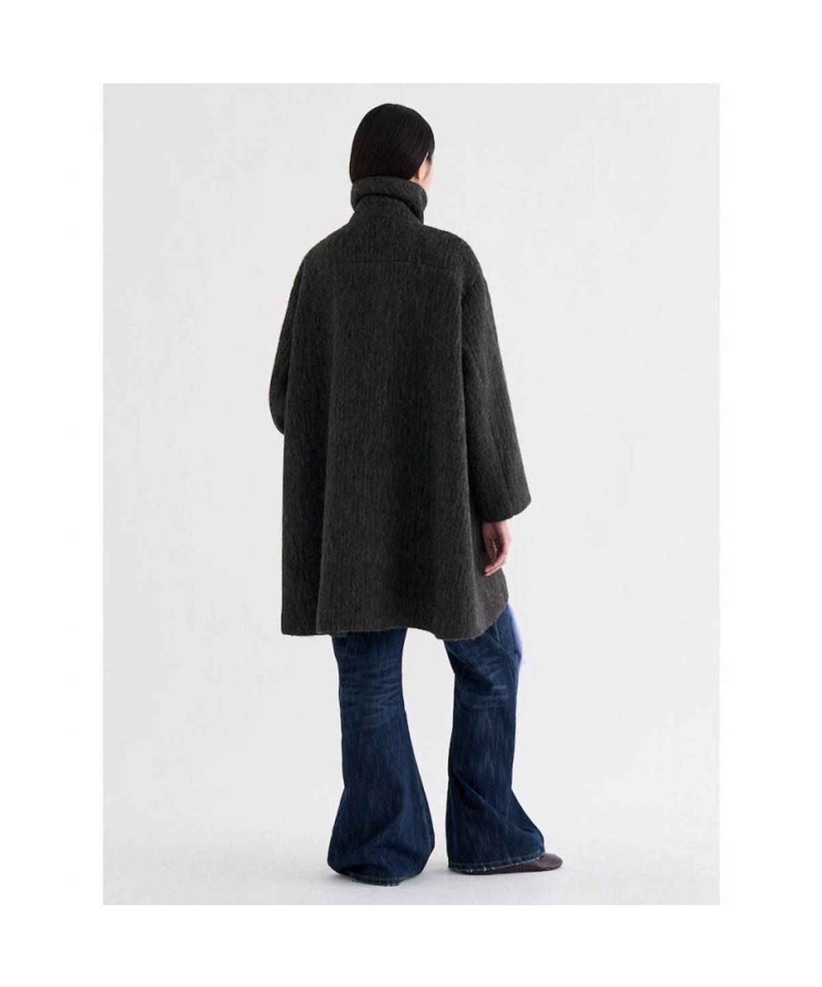 앙개(ANGGAE) High Neck ALine Half Coat Ash
