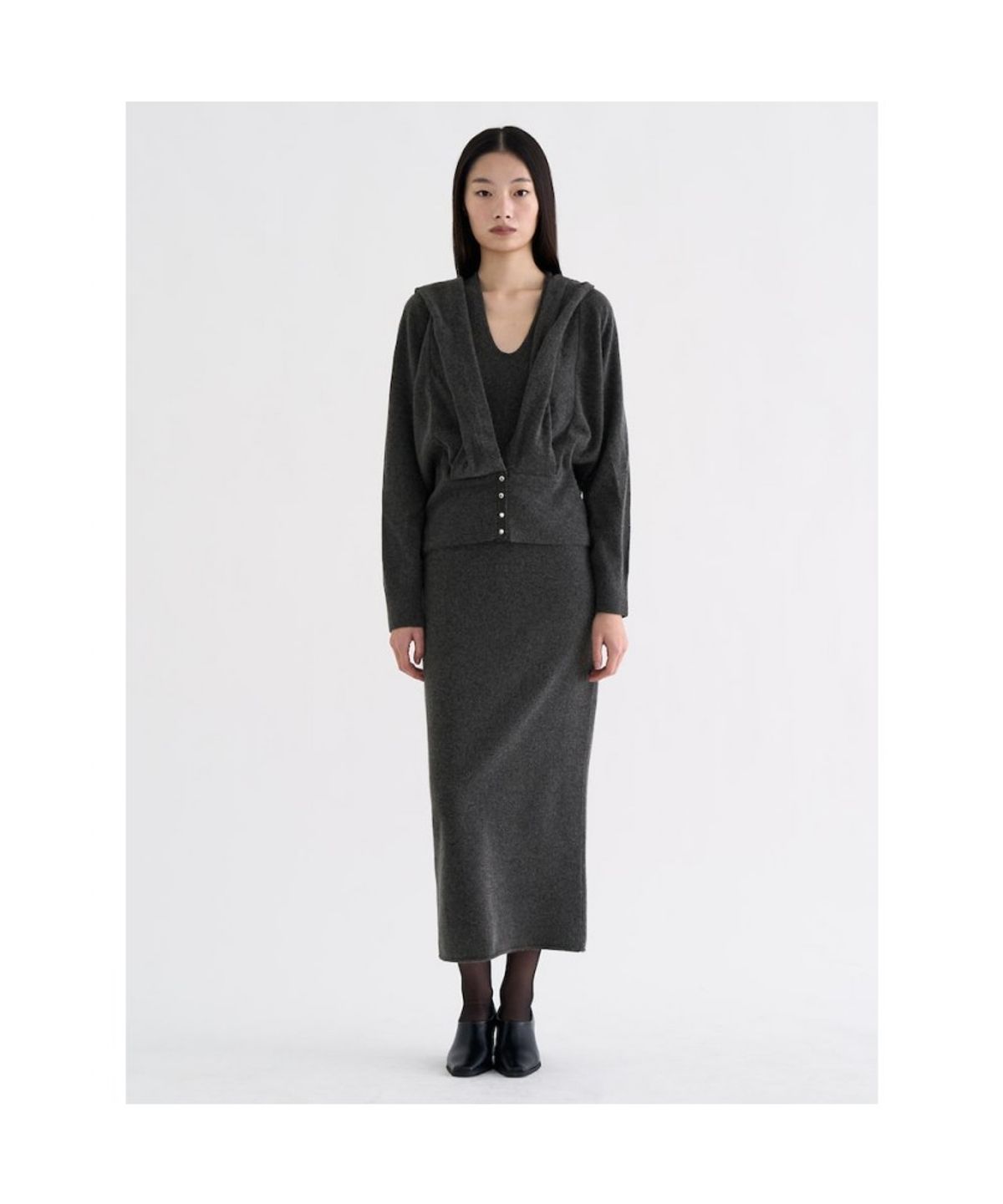 앙개(ANGGAE) Knit Long Dress  Ash