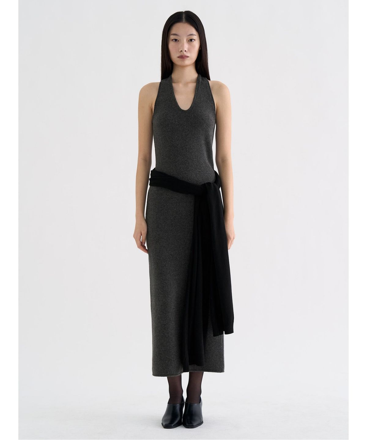 앙개(ANGGAE) Knit Long Dress  Ash