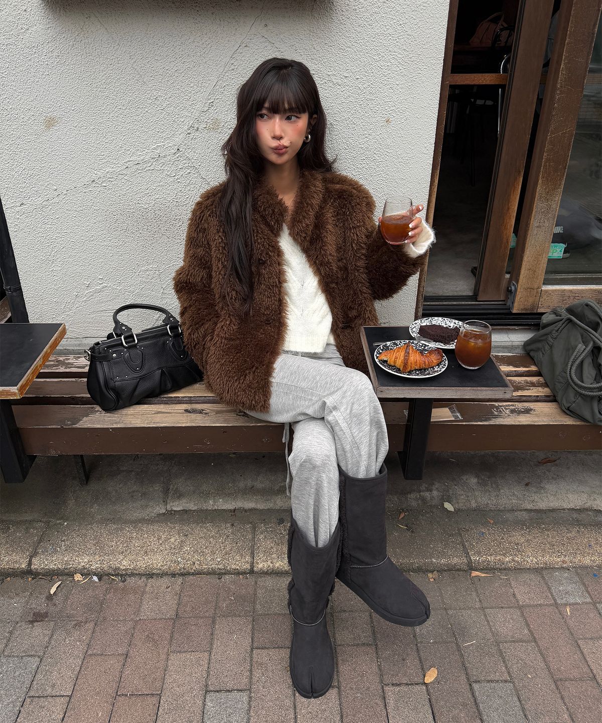 아수라(ASURA) TABI SHEARLING BOOTS (CHARCOAL)