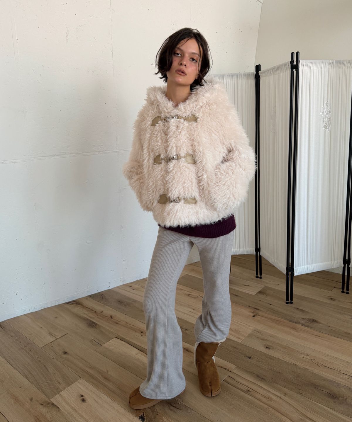 아수라(ASURA) WARM KNIT BOOTCUT PANTS (GREY)