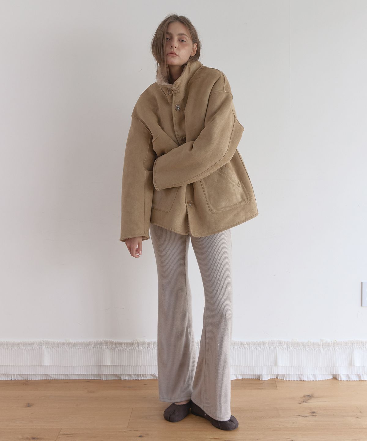 아수라(ASURA) WARM KNIT BOOTCUT PANTS (GREY)