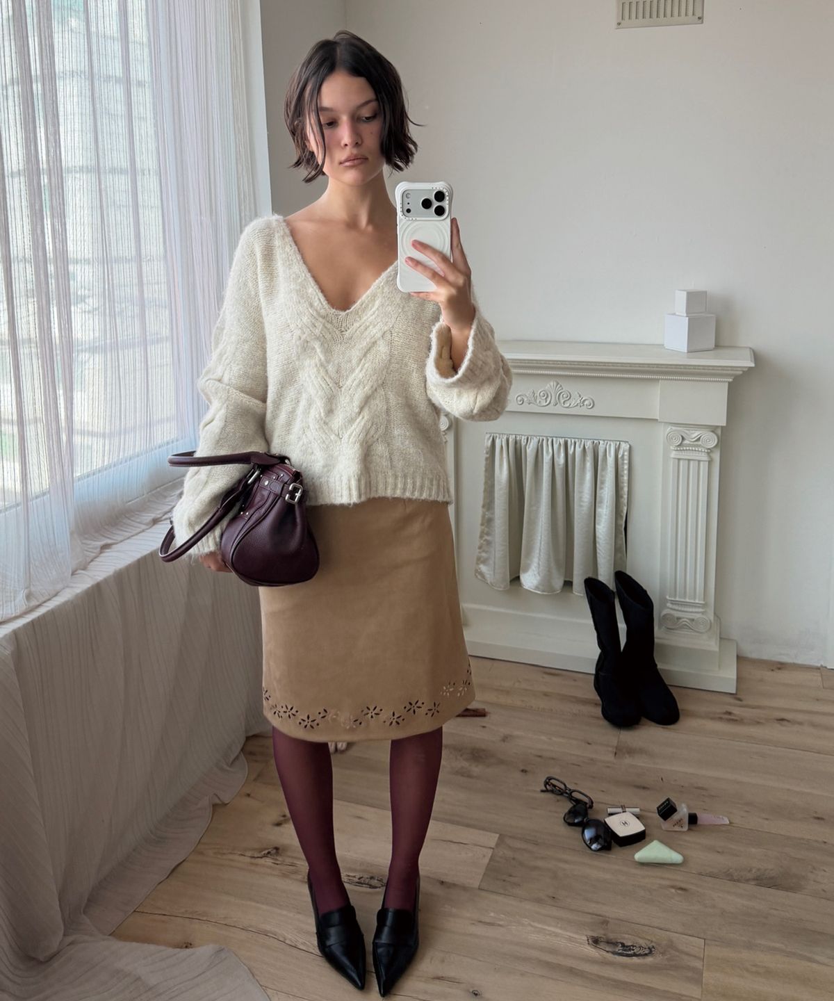 아수라(ASURA) TWIST DEEP V KNIT (OATMEAL)