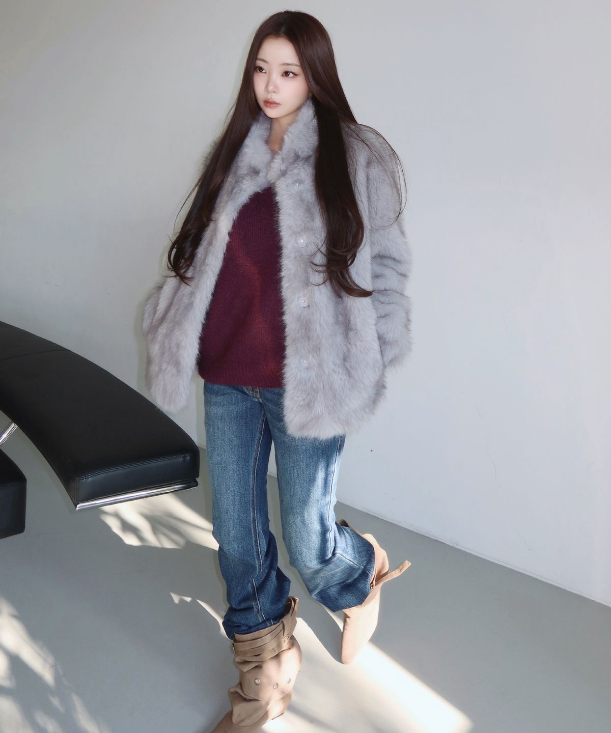 아수라(ASURA) MIST TONE FUR JACKET (GREY)