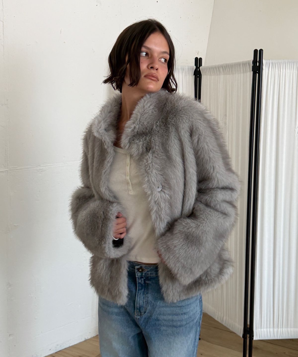 아수라(ASURA) MIST TONE FUR JACKET (GREY)