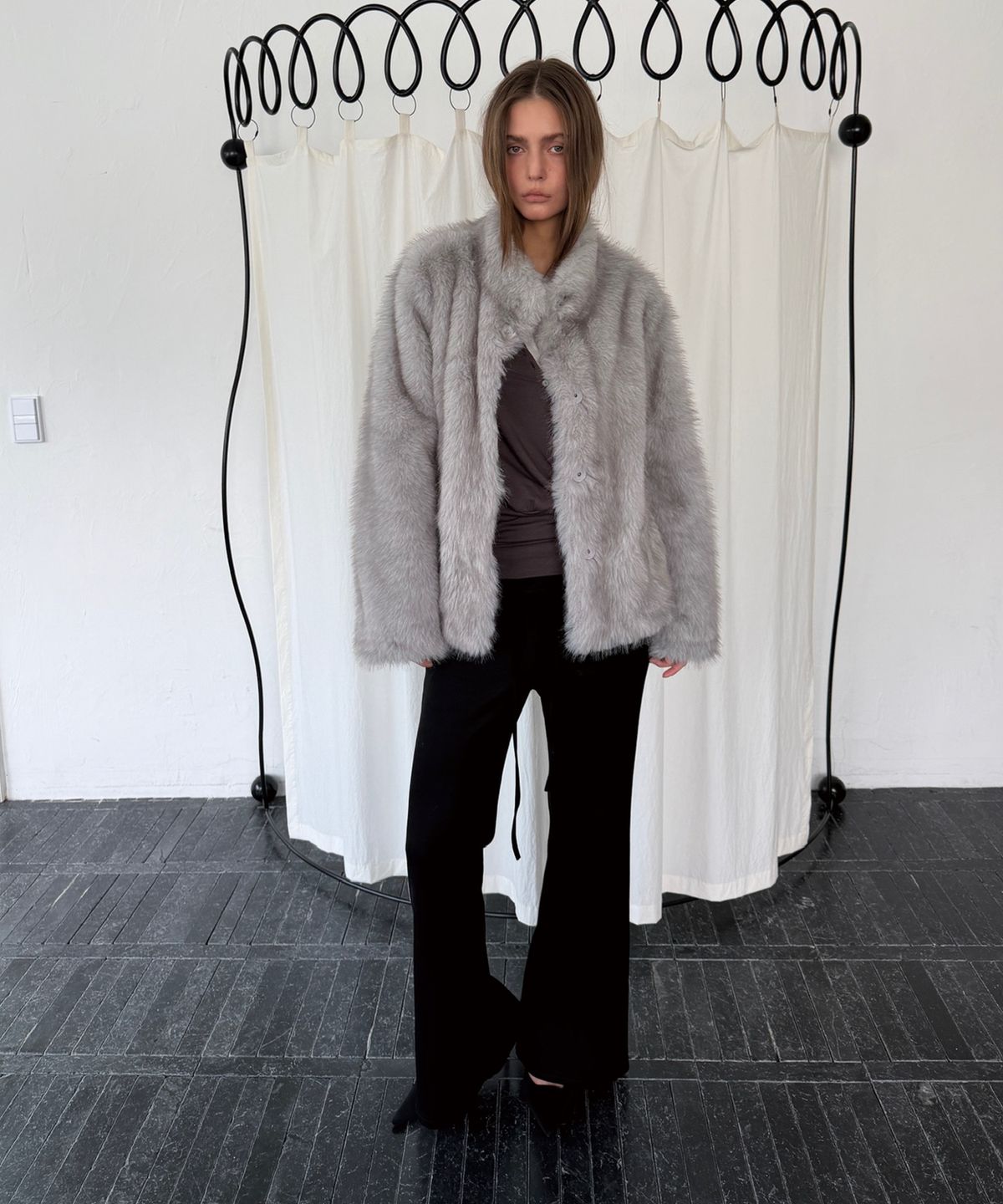 아수라(ASURA) MIST TONE FUR JACKET (GREY)
