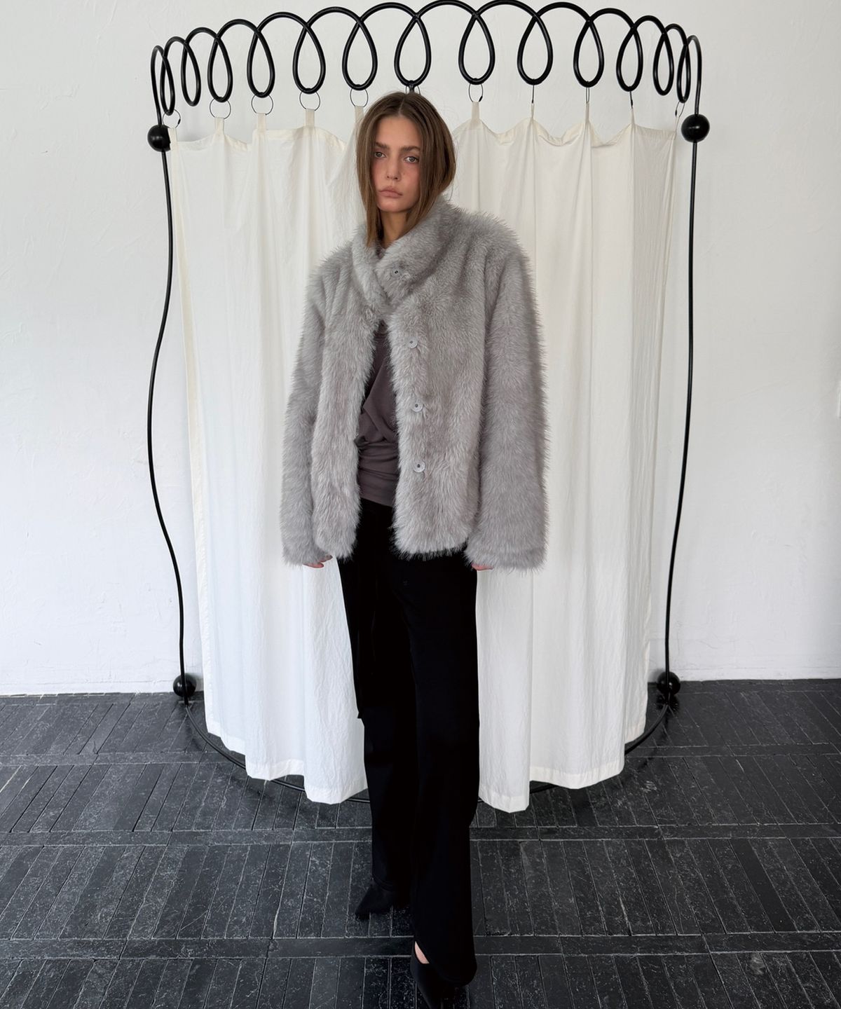 아수라(ASURA) MIST TONE FUR JACKET (GREY)
