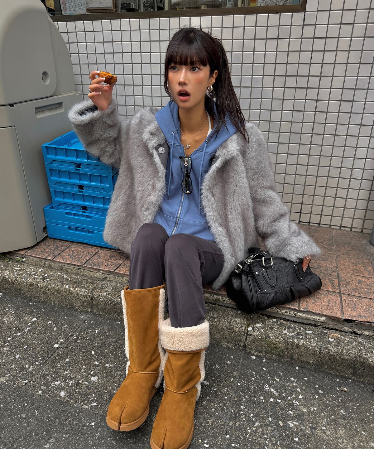 아수라(ASURA) MIST TONE FUR JACKET (GREY)