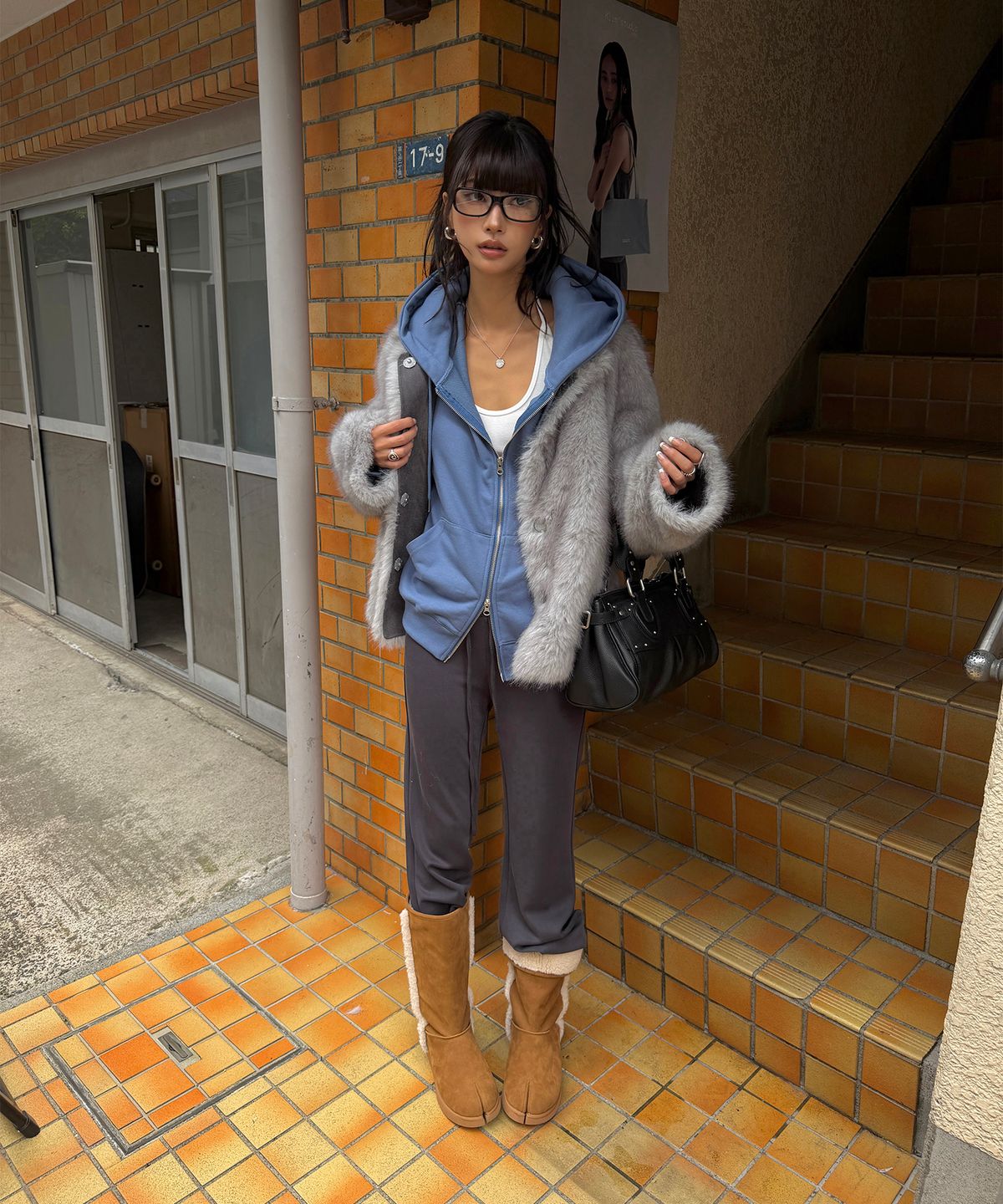 아수라(ASURA) MIST TONE FUR JACKET (GREY)