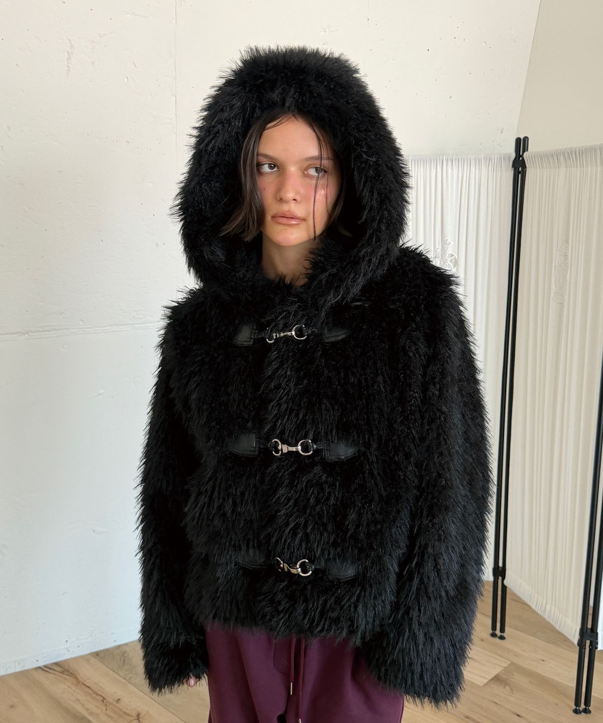 아수라(ASURA) TOGGLE HODDIE FUR JACKET (BLACK)