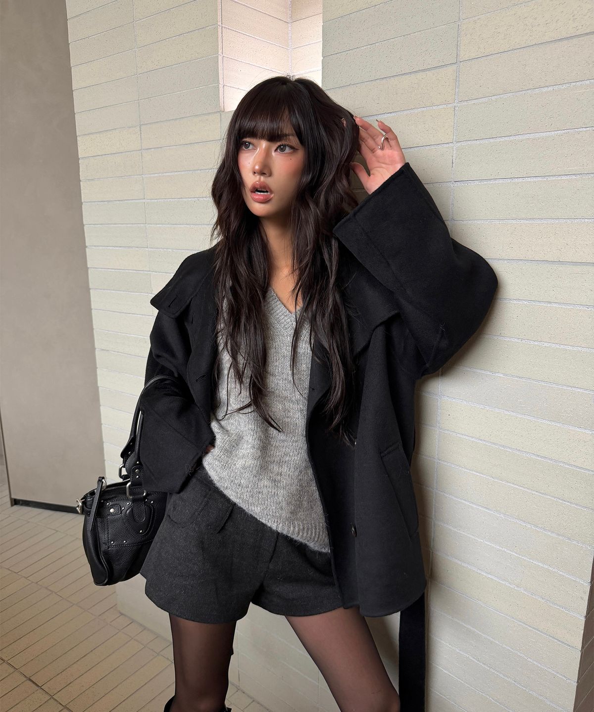 아수라(ASURA) WOOL HANDMADE HALF COAT (BLACK)