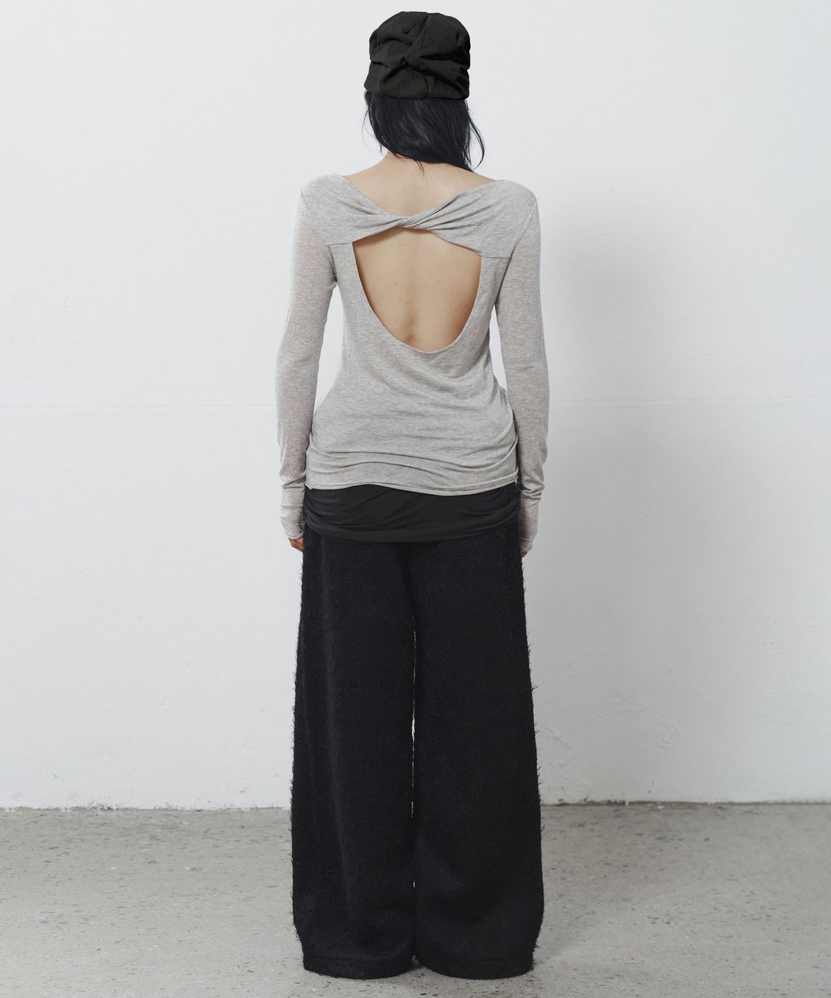 나체(NACHE) HAIRY WIDE PANTS BLACK