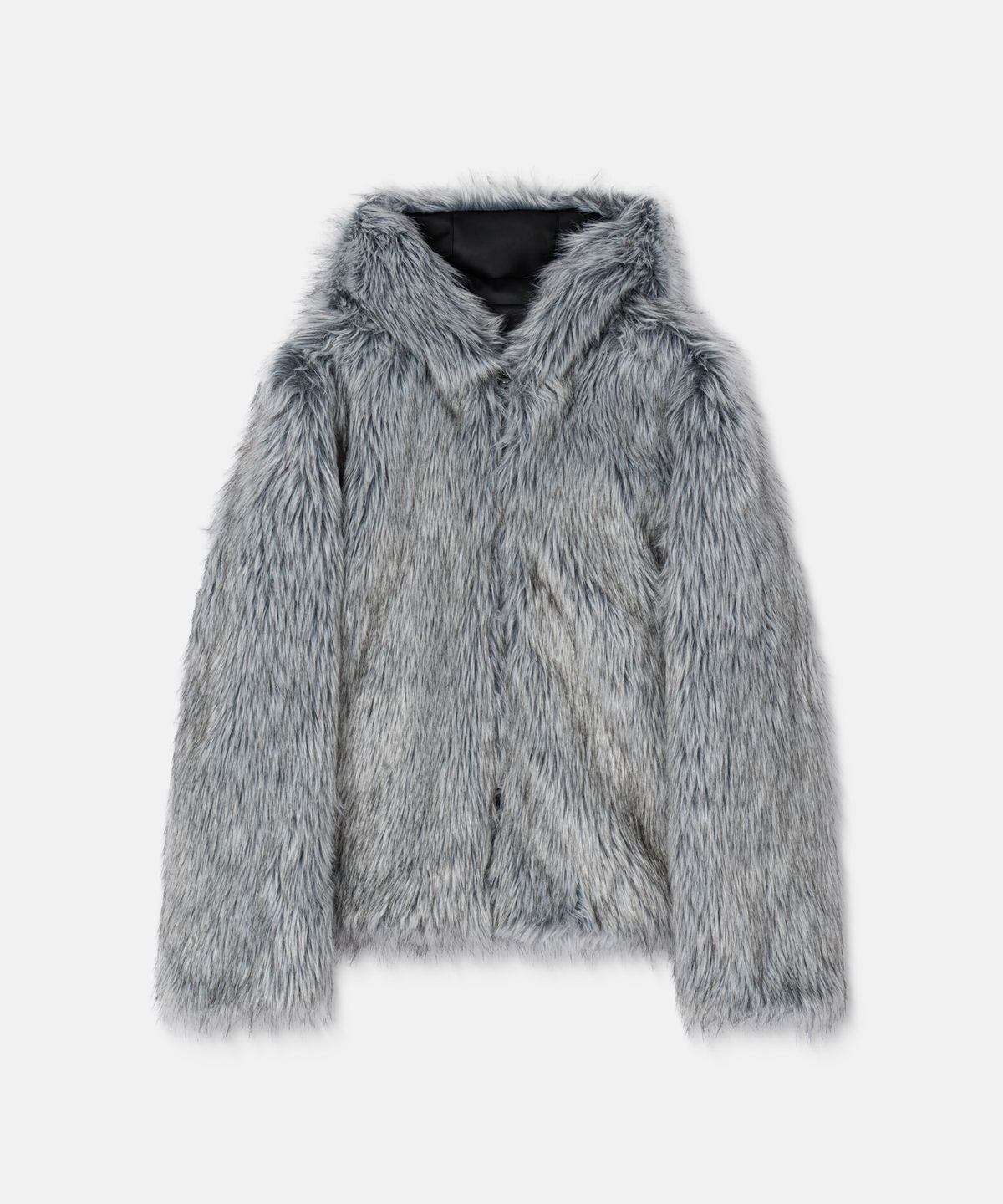 나체(NACHE) REVERSIBLE HOODIE FAUX FUR JACKET LEATHER GRAY